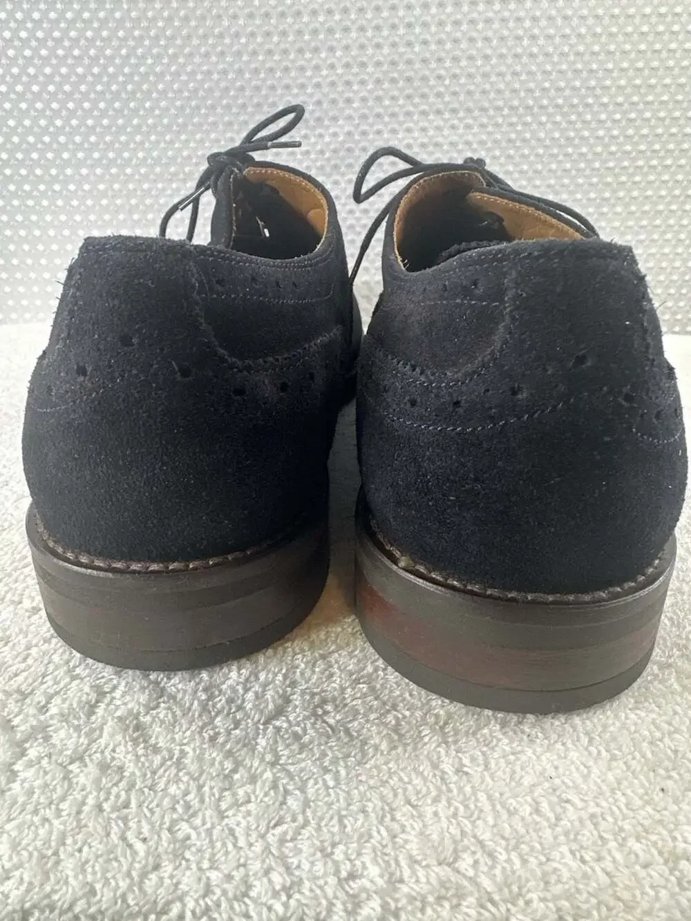 Massimo Dutti Black Suede Brogue Oxford Shoes Size 44